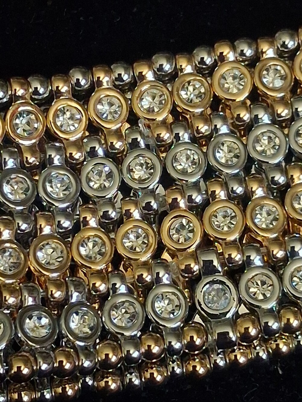 White House Black Market Gold-Tone And Silvertone Crystal Stretch Bracelet - Picture 12 of 16